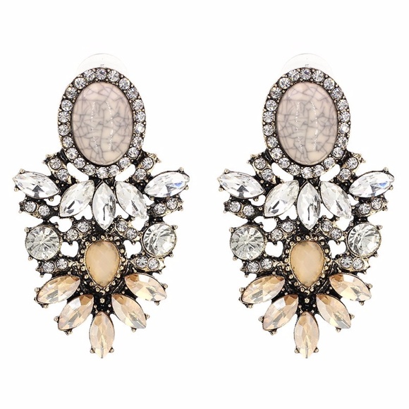 Jewelry - Retro Brown Crystal Statement Earrings