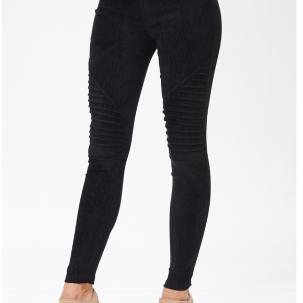 The Mya Vegan Suede Moto Leggings - Picture 5 of 6