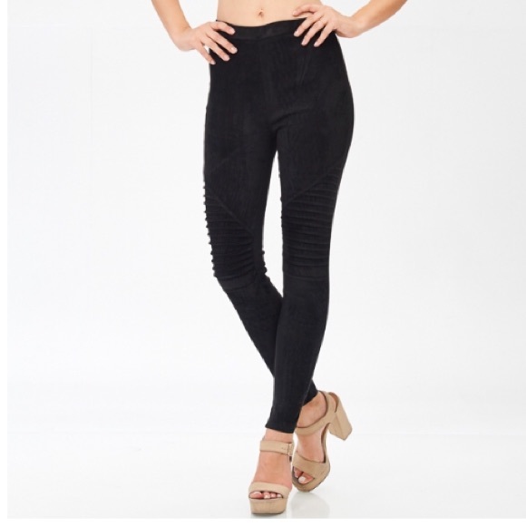 The Mya Vegan Suede Moto Leggings - Picture 3 of 6