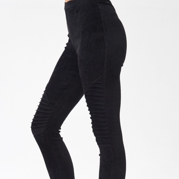 The Mya Vegan Suede Moto Leggings - Picture 4 of 6