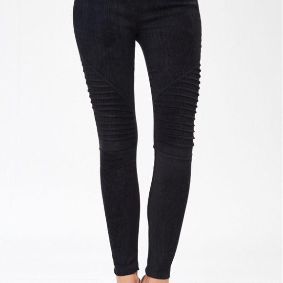 The Mya Vegan Suede Moto Leggings - Picture 6 of 6