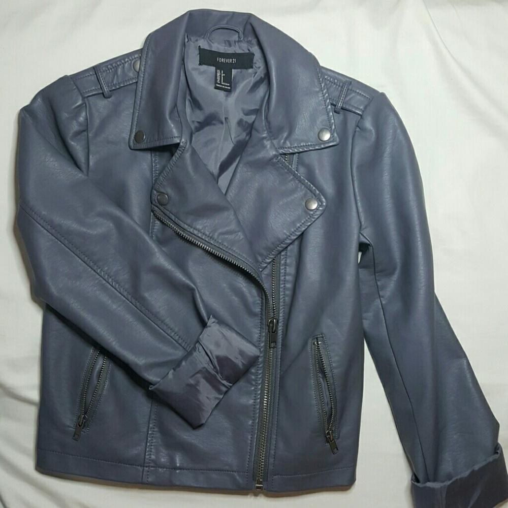Grey faux leather jacket