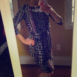 Black print cut out dress