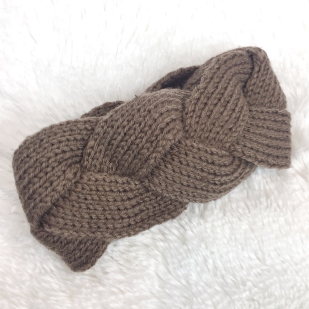 katniss // braided knit headband mocha ear warmer - Picture 2 of 5