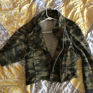 Cotton Camo Zip up Blazer