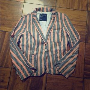 American Eagle Pink Navy Striped Blazer