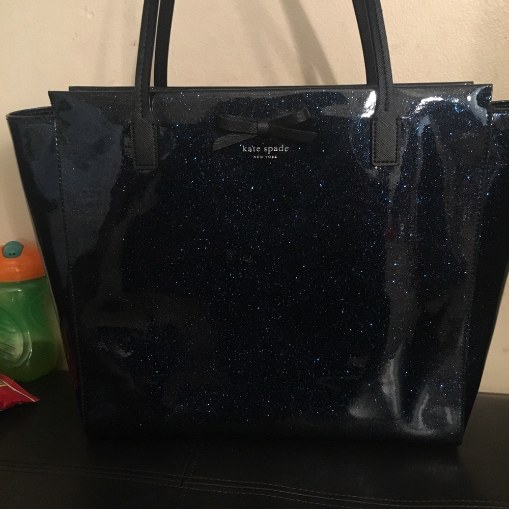 Kate Spade midnight blue glitter tote