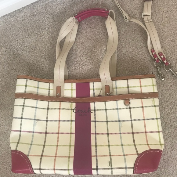 plaid diaper bag