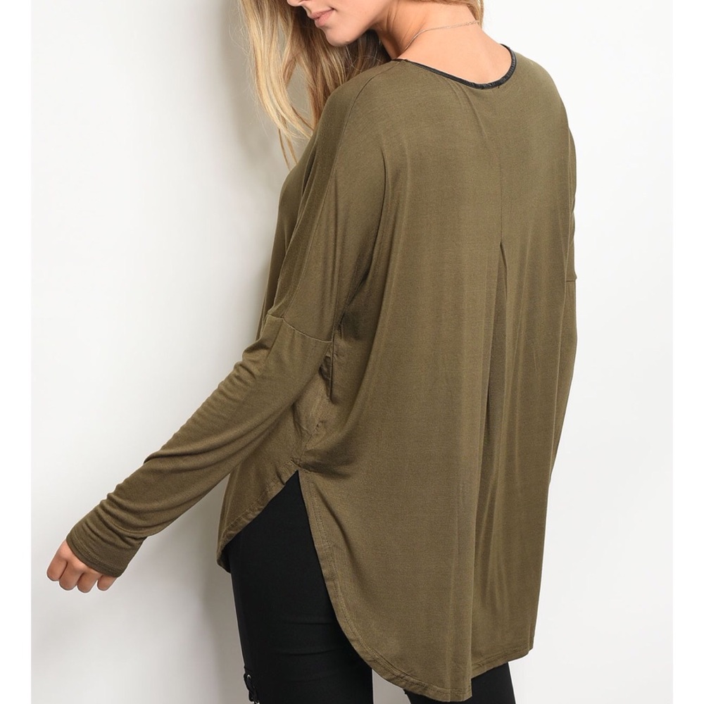 | FAUX LEATHER TRIM TOP | - Picture 2 of 4