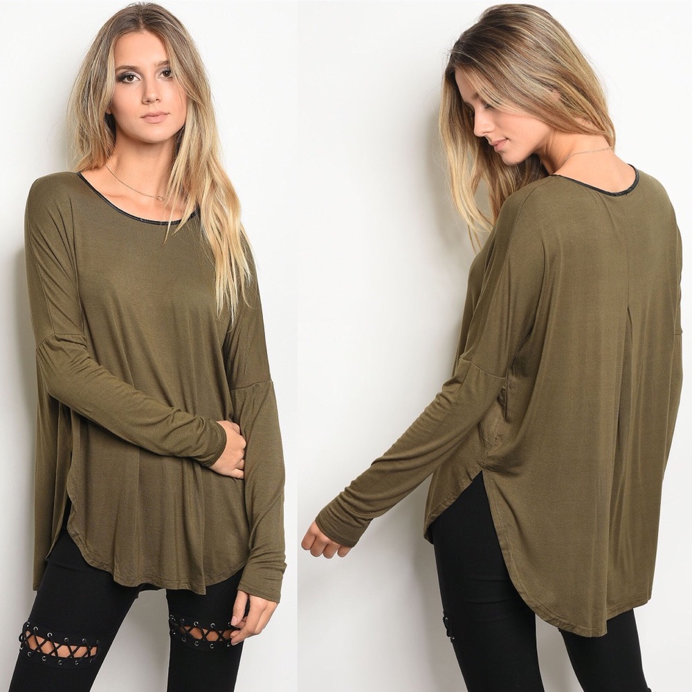 | FAUX LEATHER TRIM TOP | - Picture 4 of 4