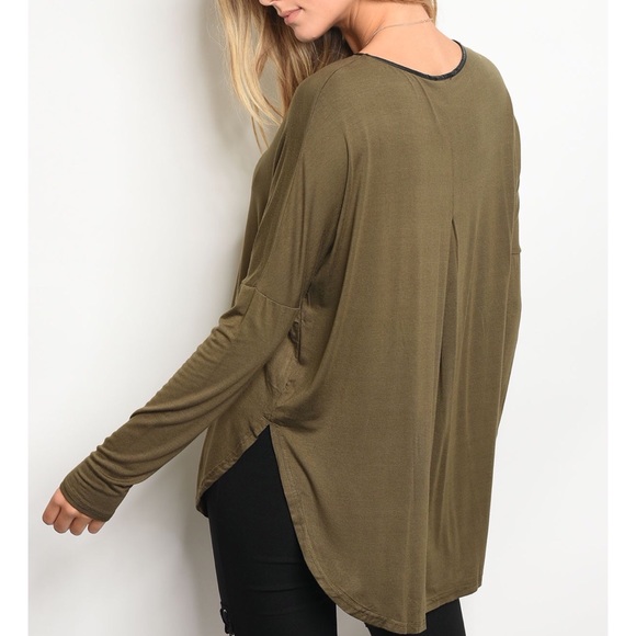 | FAUX LEATHER TRIM TOP | - Picture 2 of 4