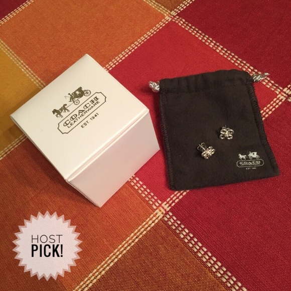 Coach Jewelry - Authentic COACH Sterling Silver Logo Earrings