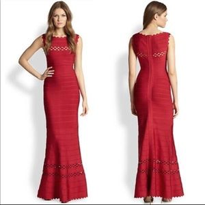 Herve Leger Red Nathalie Gown, NWT!