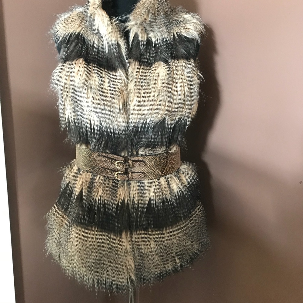 Faux Fur Gilet with feathered effect fur, softest!