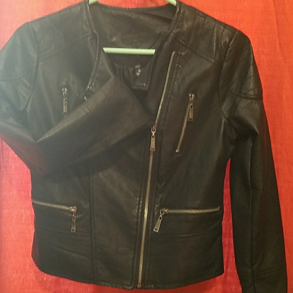 New Black 100% vegan leather jacket