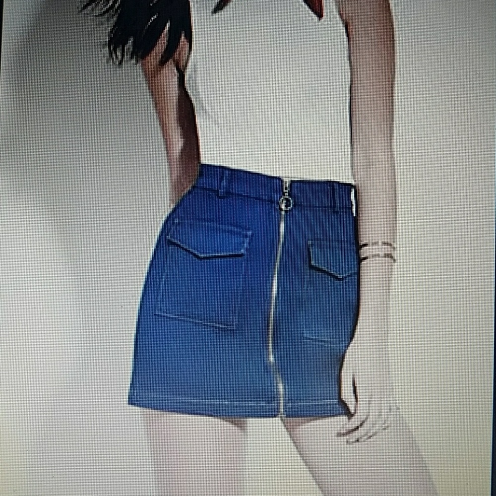 Zippered Denim Skirt