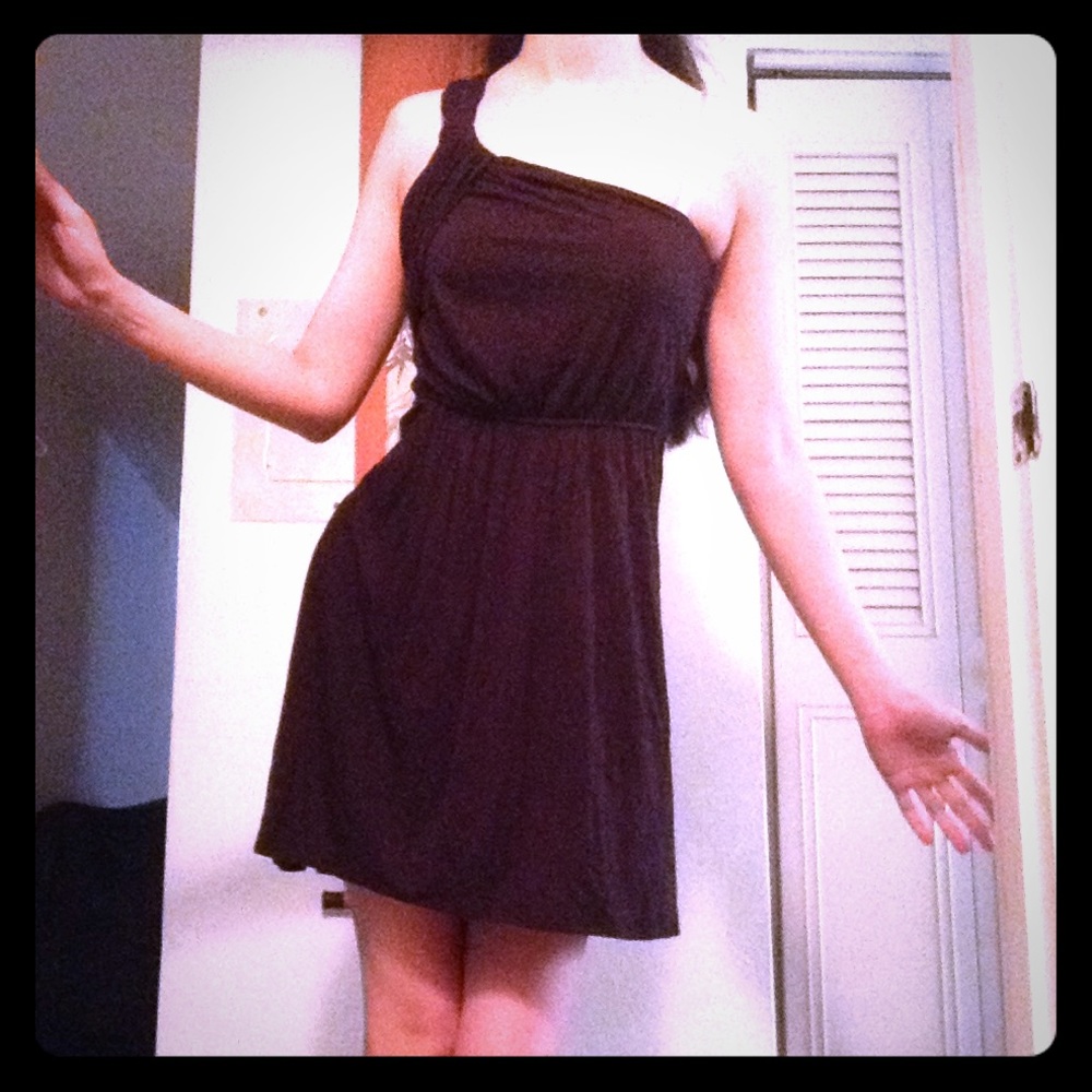 Cute BCBG One Shoulder Black Dress, Size 2