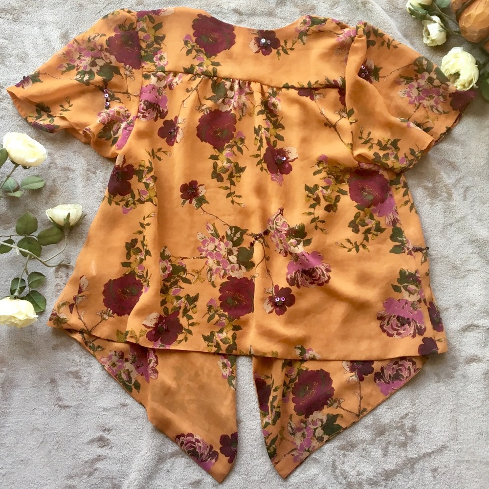 Forever 21 Boutique Floral Flutter Sleeve Cardigan - Picture 3 of 6