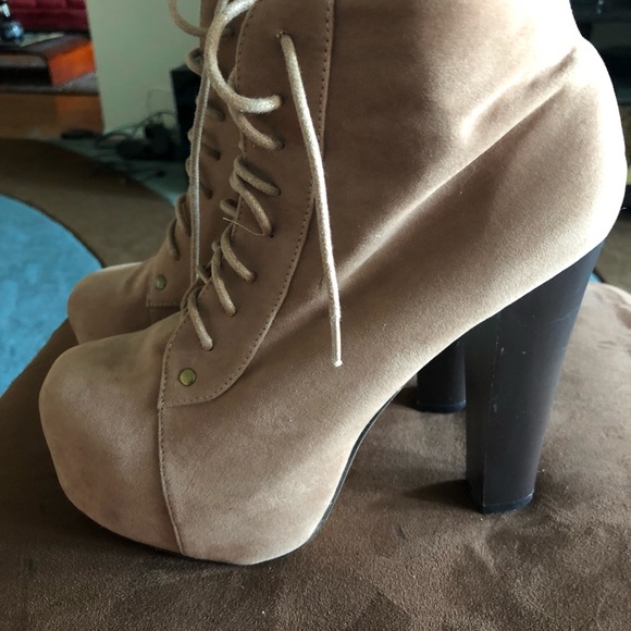 Tan new ankle boots 3” platform 5”heel size 8.5 - Picture 3 of 5