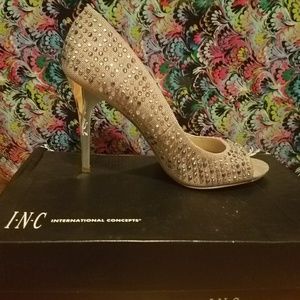 INC Sequin Peep toe Pump