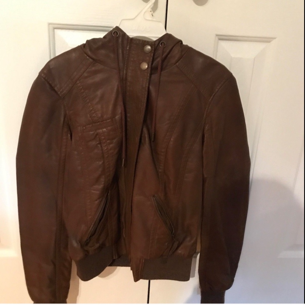 Women's faux leather brown jacket