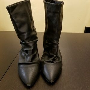 Express slouchy, wedge, mid-calf boots