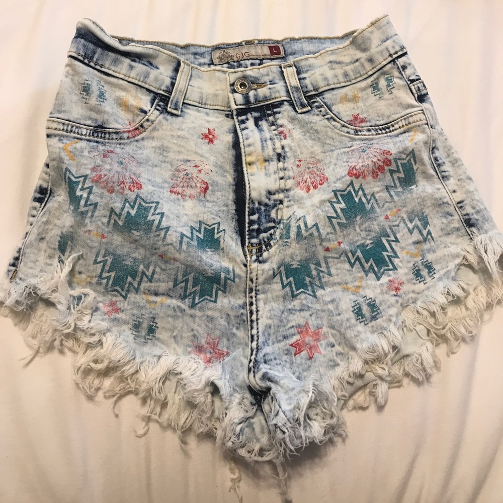 GJG aztec denim shorts