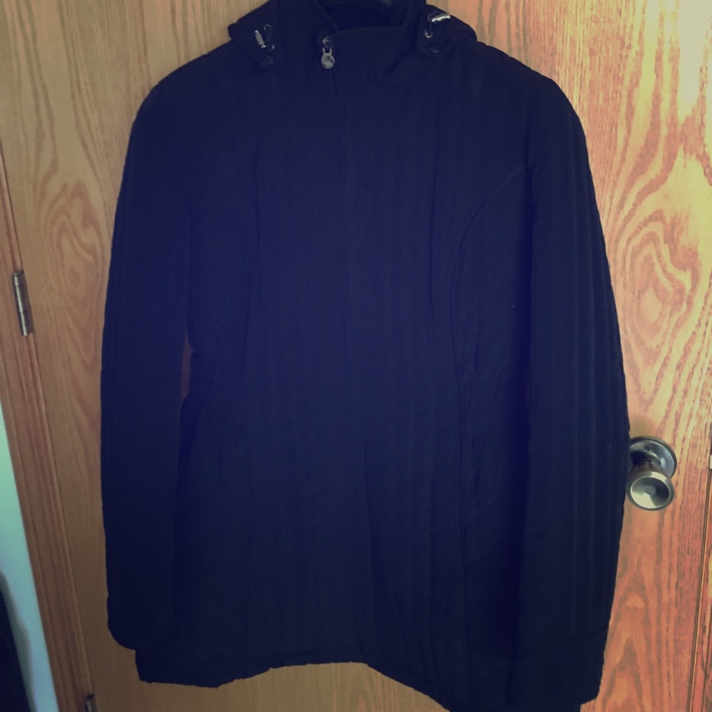 Black insulated, quilted coat