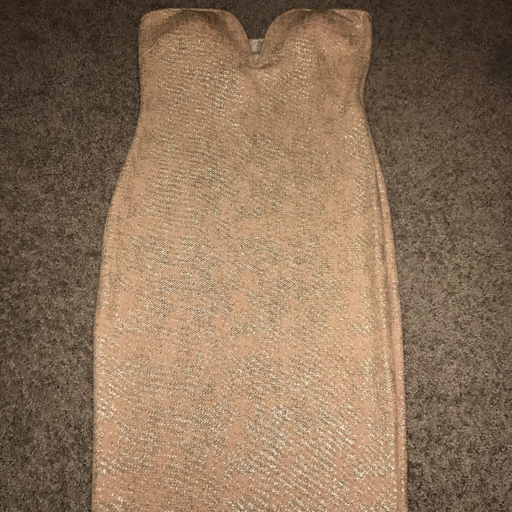Strapless bodycon shimmer dress
