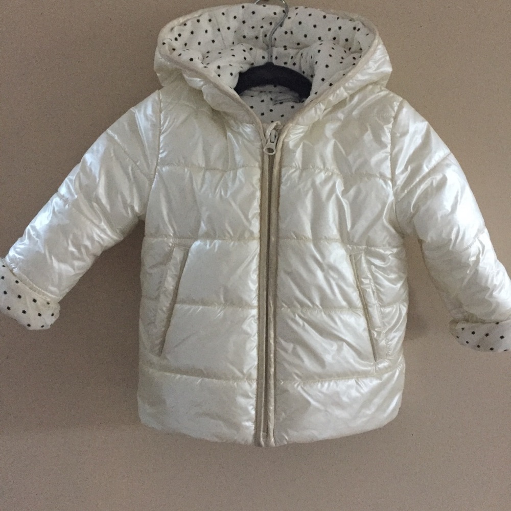 Catimini sz 2 coat white puffer hooded jacket