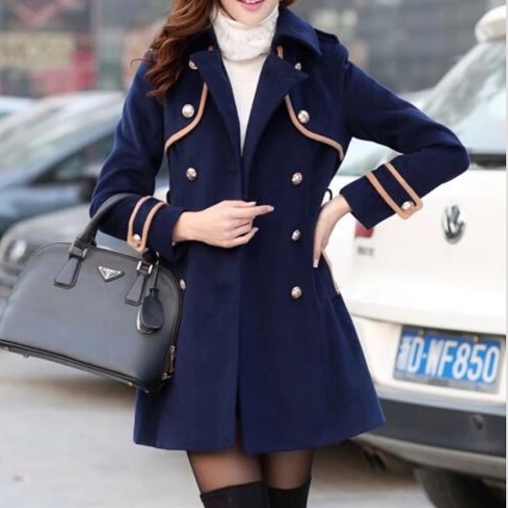 Lolita Elegant Sailor Midi Woolen Coat