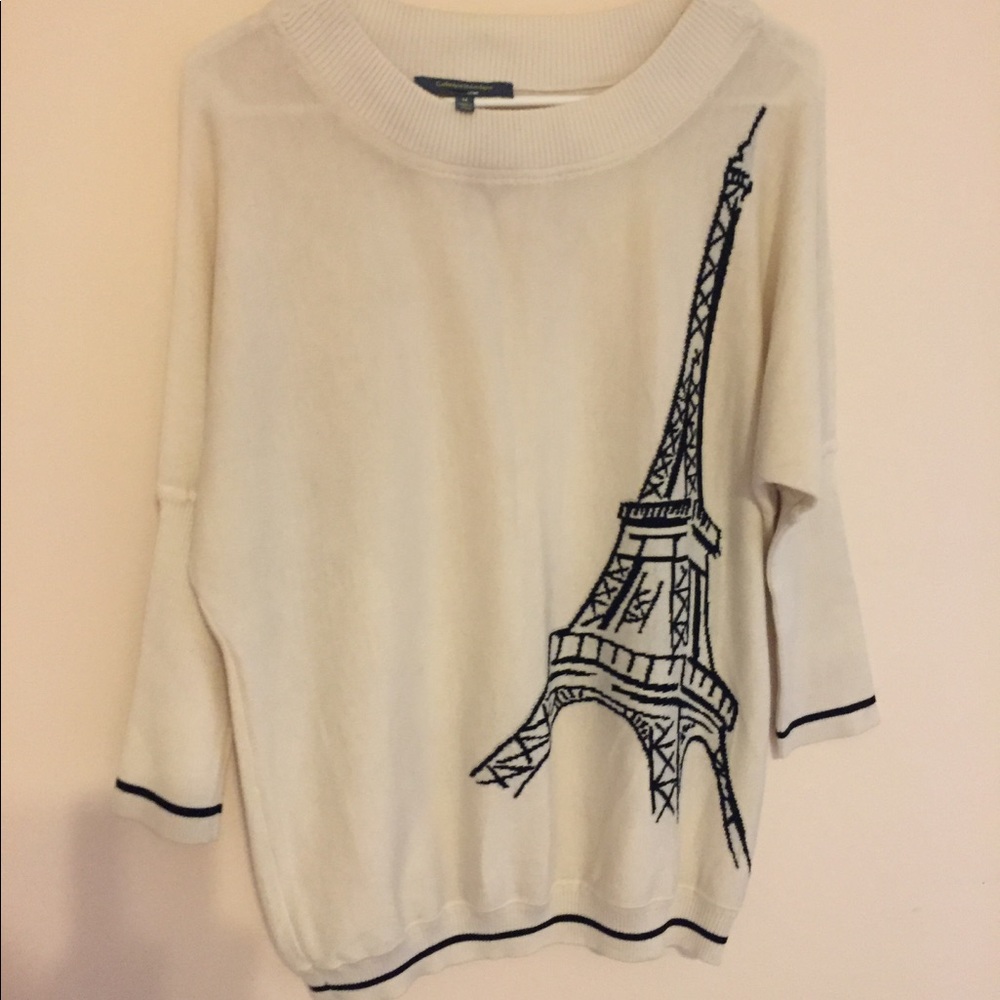 🆕Catherine Malandrino Ivory Eiffel Tower Sweater