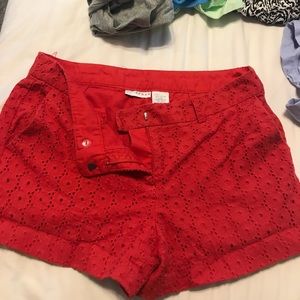 Red textured shorts