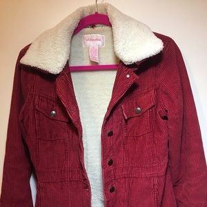 Xhilaration Corduroy Sherpa Burgundy Jacket