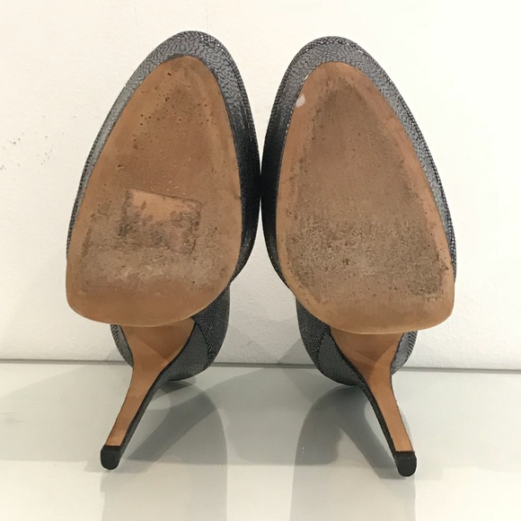 JIMMY CHOO EROS Anthracite Glitter Platform Heels - Picture 4 of 8