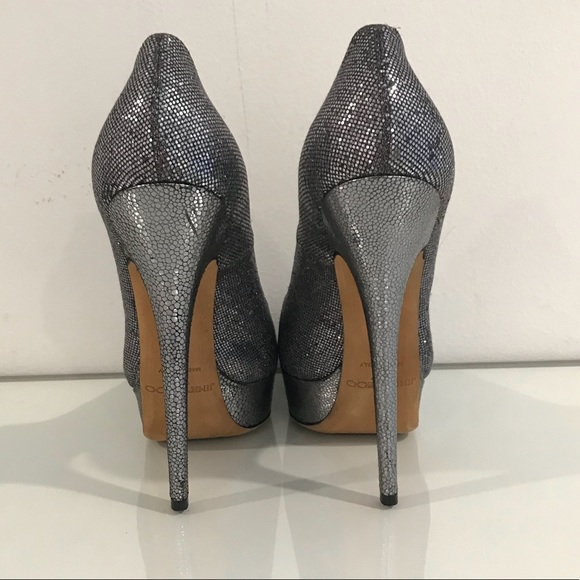 JIMMY CHOO EROS Anthracite Glitter Platform Heels - Picture 7 of 8
