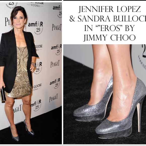 JIMMY CHOO EROS Anthracite Glitter Platform Heels - Picture 8 of 8