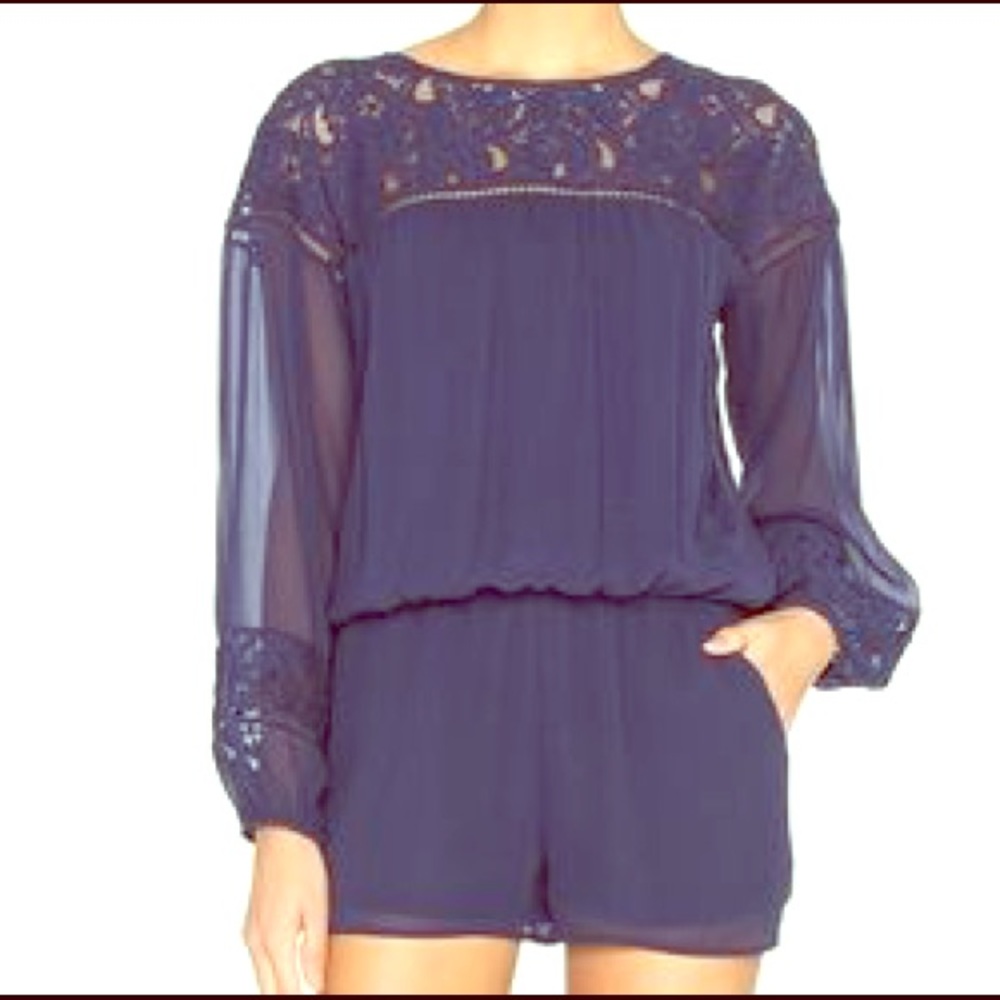 Joie silk and lace blue romper
