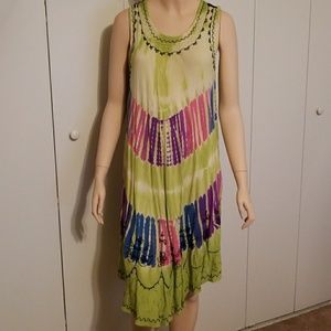 Funky Embroidered Tie-dye Dress