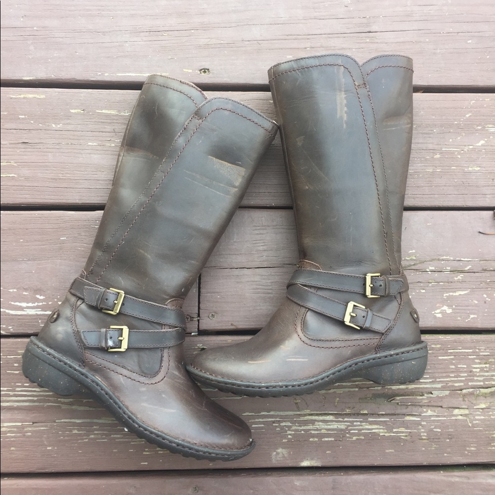 New UGG Australia Rosen Leather Boots Brown Size 7