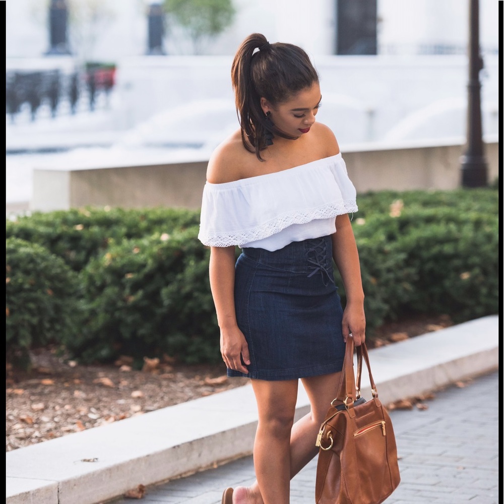 Off the shoulder white