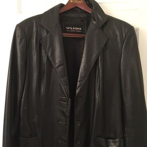 Black leather Wilson's button up jacket