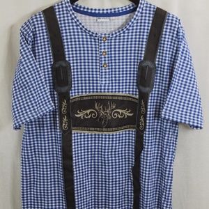 REWARD COLLECTION BLUE OCTOBERFEST HENLEY SHIRT L