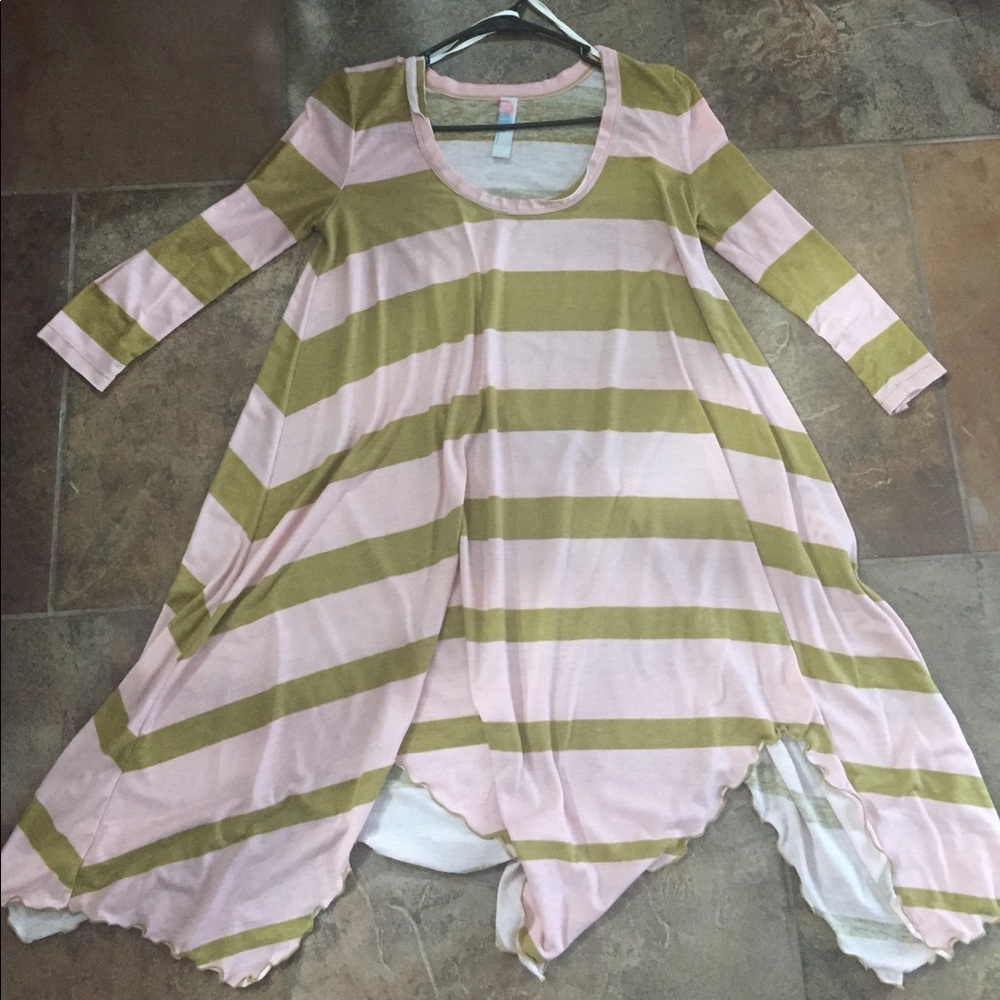 3/4 sleeve stripe tunic dress