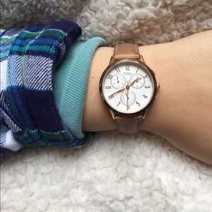 Rose Gold Fossil Watch Leather Band