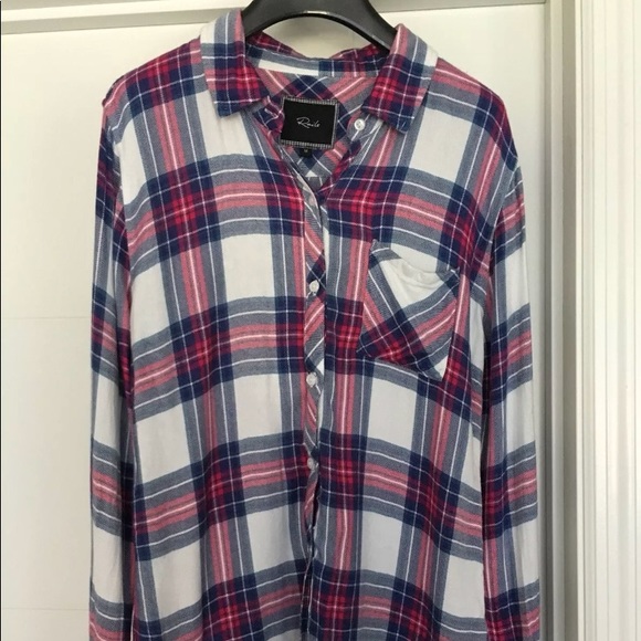 Rails Hunter White Rose Plaid Button Down Shirt - Picture 4 of 7