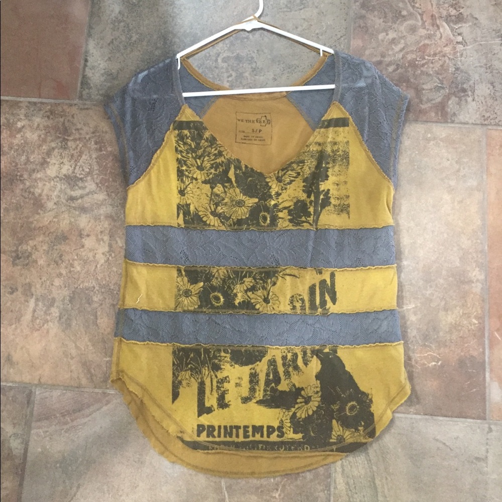 Pieced lace muscle tee