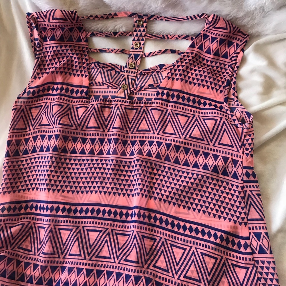 Tribal chiffon cap sleeve dress