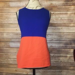 41 Hawthorn blue and orange color block tank