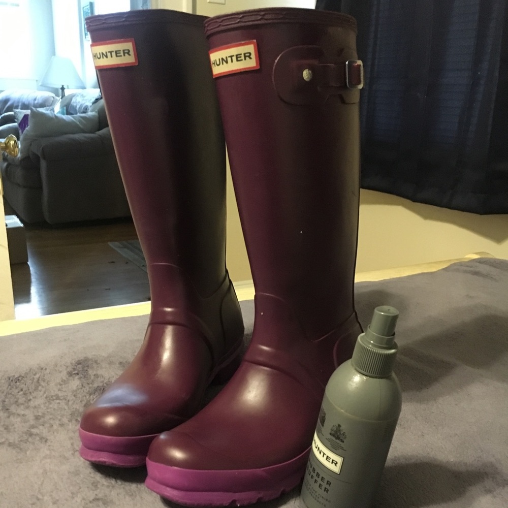 Girls HUNTER boots size 6 purple WITH CLEANER